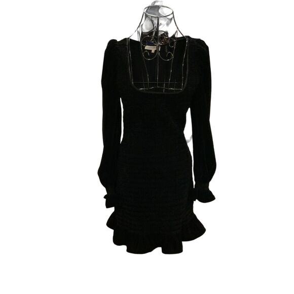 LoveShackFancy Velvet Black Mini Dress Size S